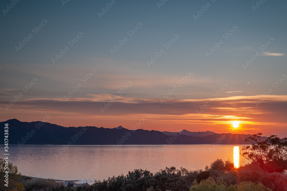 Sunset over the Gulf of Saint Florent, Corsica