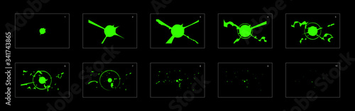 Shine liquid exploration animation effect sprite sheet. energy animation effect. frame by frame classic animation sprite sheet for game, cartoon, video, animation or motion