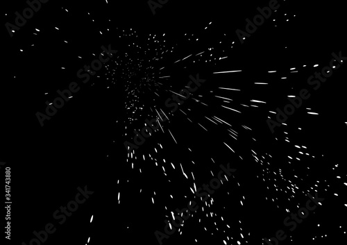 Stars cluster scatter glitter on galaxy space black abstract background, using for grain texture brush vector illustration