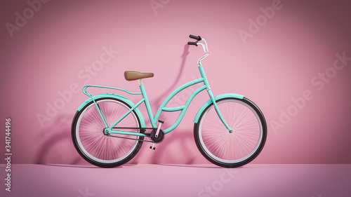 Retro Dutch mint bicycle on a pink vintage background  © guteksk7