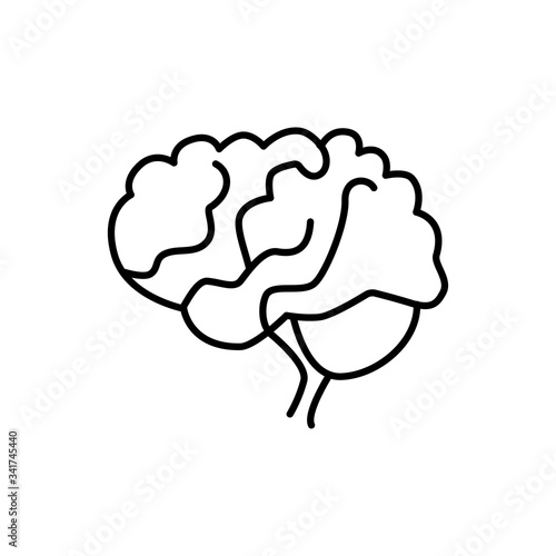 Fototapeta Naklejka Na Ścianę i Meble -  Human brain sign. Simple line vector icon.