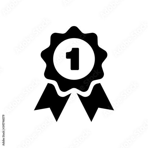 First place award icon. Medal, trophy sign.