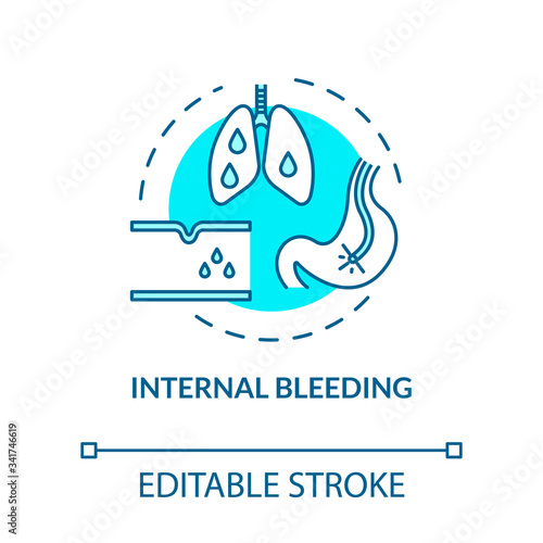 Internal bleeding, organism harm concept icon. Illness symptom, accident trauma result, hemorrhage idea thin line illustration. Vector isolated outline RGB color drawing. Editable stroke
