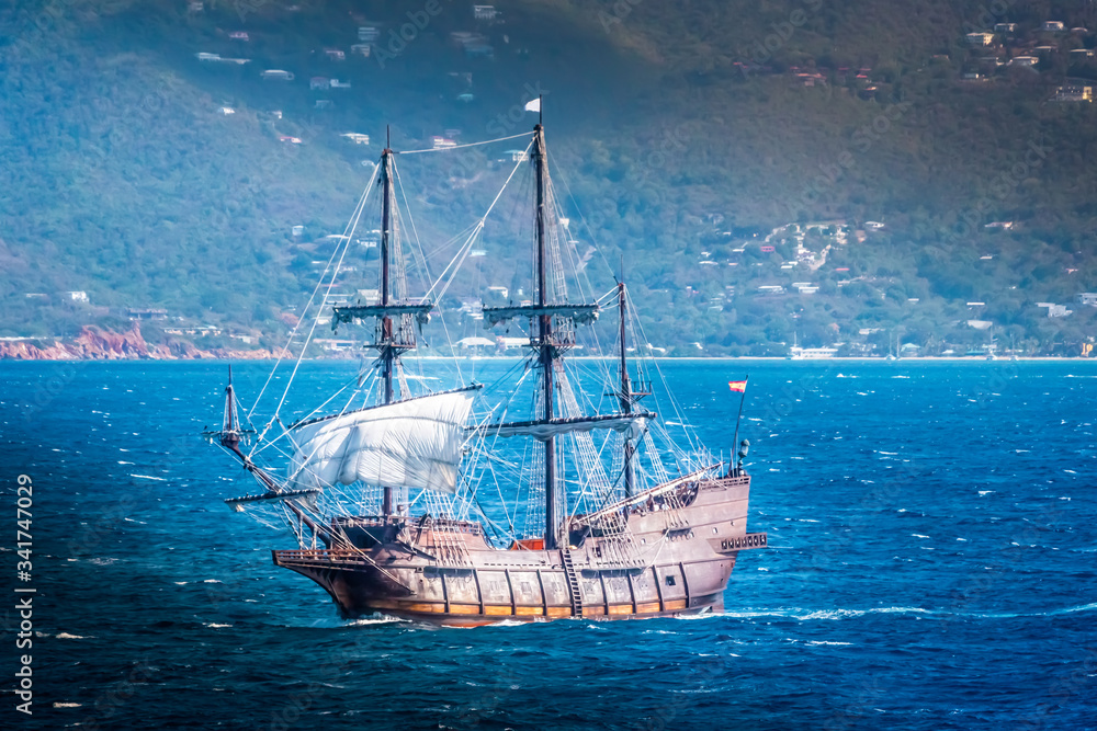 Fototapeta premium Pirates in the Caribbean sea