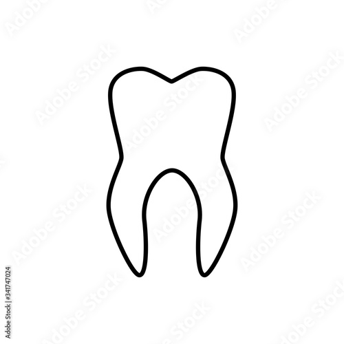 Human tooth sign. Simple line vector icon.