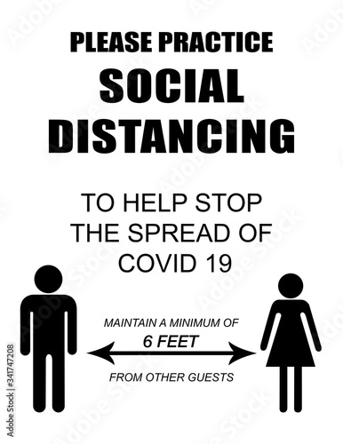 Maintain Social Distancing to Help Stop the Spread of COVID-19 - Illustration Poster