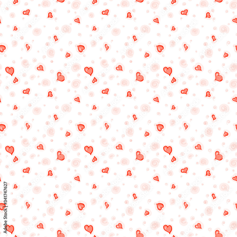 pattern drawing, red hearts on a white background pattern drawing, red hearts on a white background