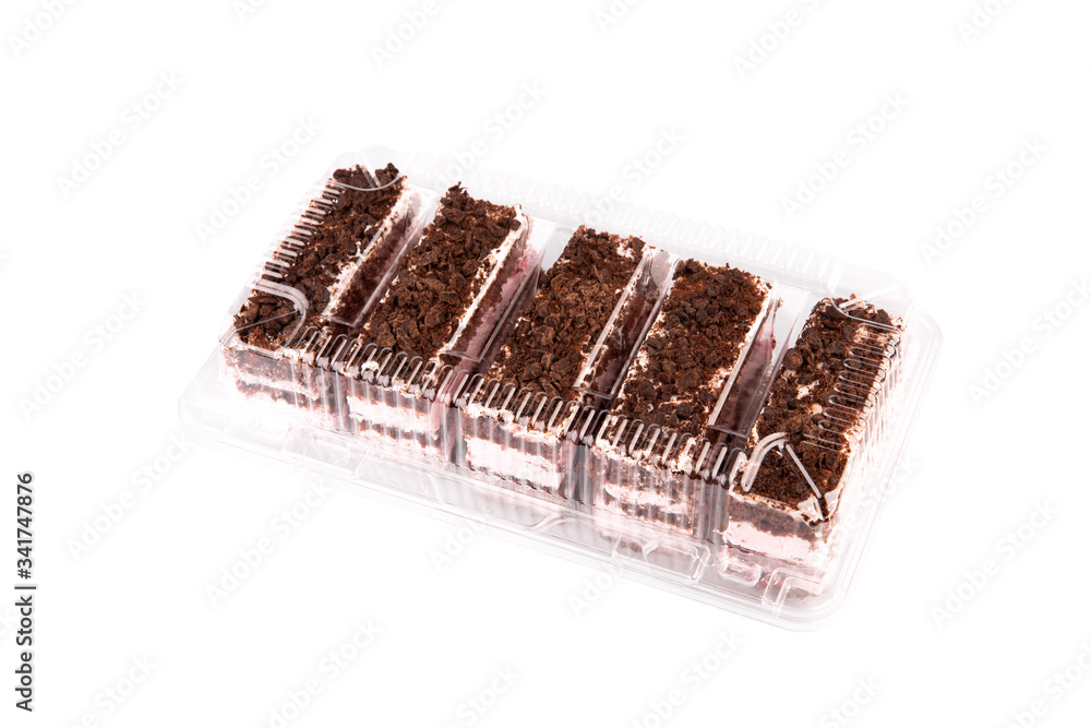 Pie chocolate-raspberry with chocolate chips in the package Pie chocolate-raspberry with chocolate chips in the package