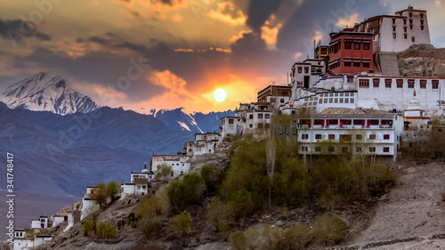 Thiksey Monastery, Thiksey Gompa Tibetan Buddhist monastery of the Yellow Hat, Ladakh, Jammu and Kashmir, India, Leh Ladakh , Famous place in Leh, Ladakh India. © Kalyakan