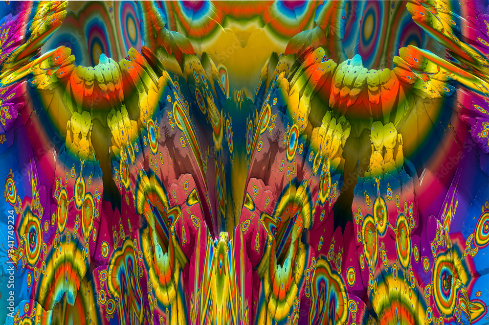 3D render. Fractal image of a 3D object. Fractal landscape. A colorful computer-generated image. The fractal background. Textures for the design. Abstract painting.