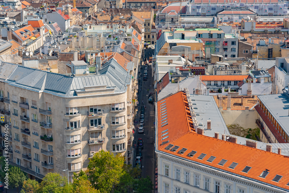 aerial panorama in the city of Budapest