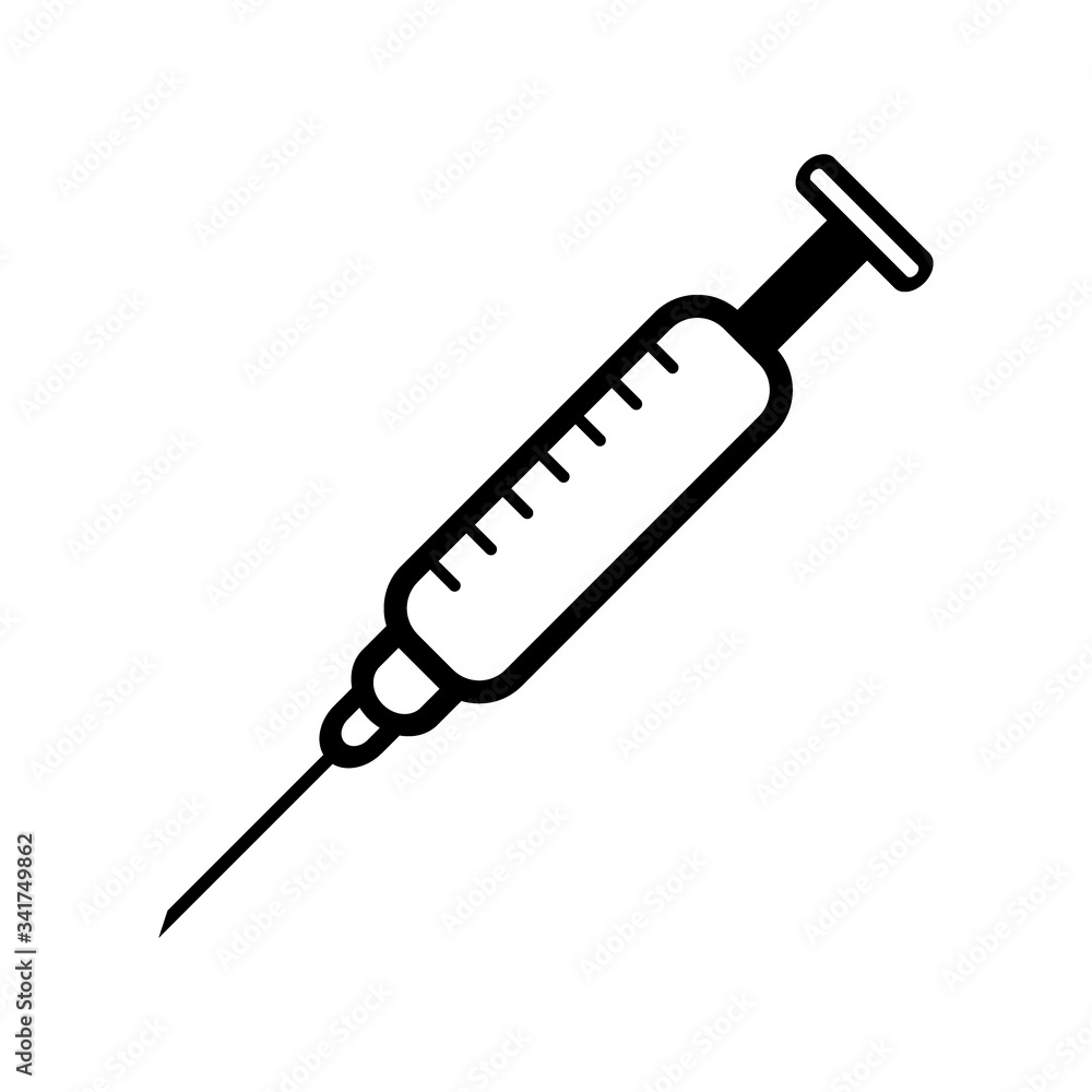 Syringe icon on white. Syringe icon on white.