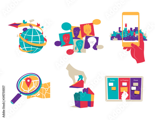 Collezione di simboli e icone clipart per grafica e design