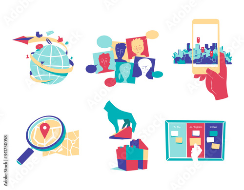 Collezione di simboli e icone clipart per grafica e design