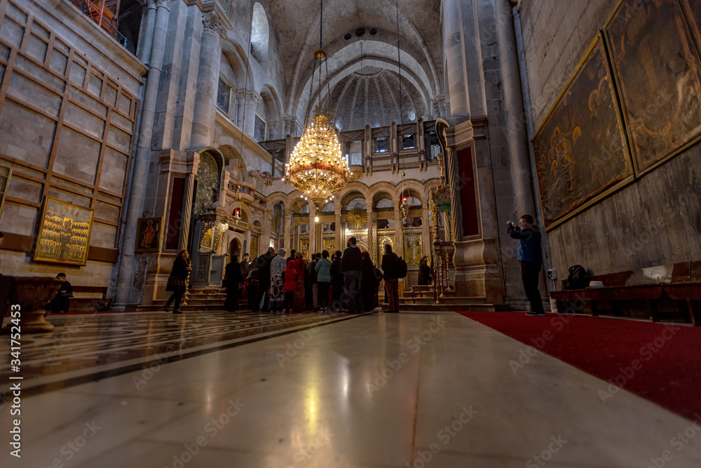 Inside the church of the holy sepulchre,  Jerusalem, Israel