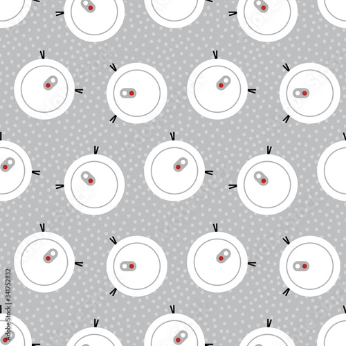 Robot vacuum cleaner vector seamless pattern background.