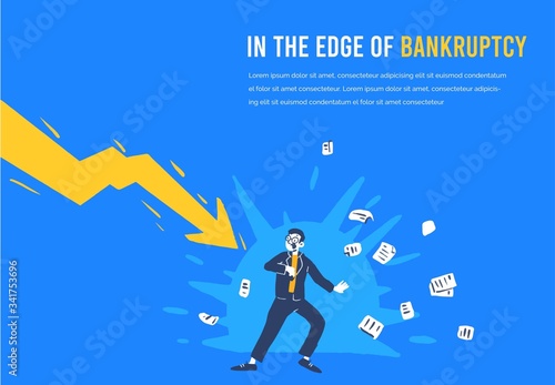 business man with chart of bankruptcy