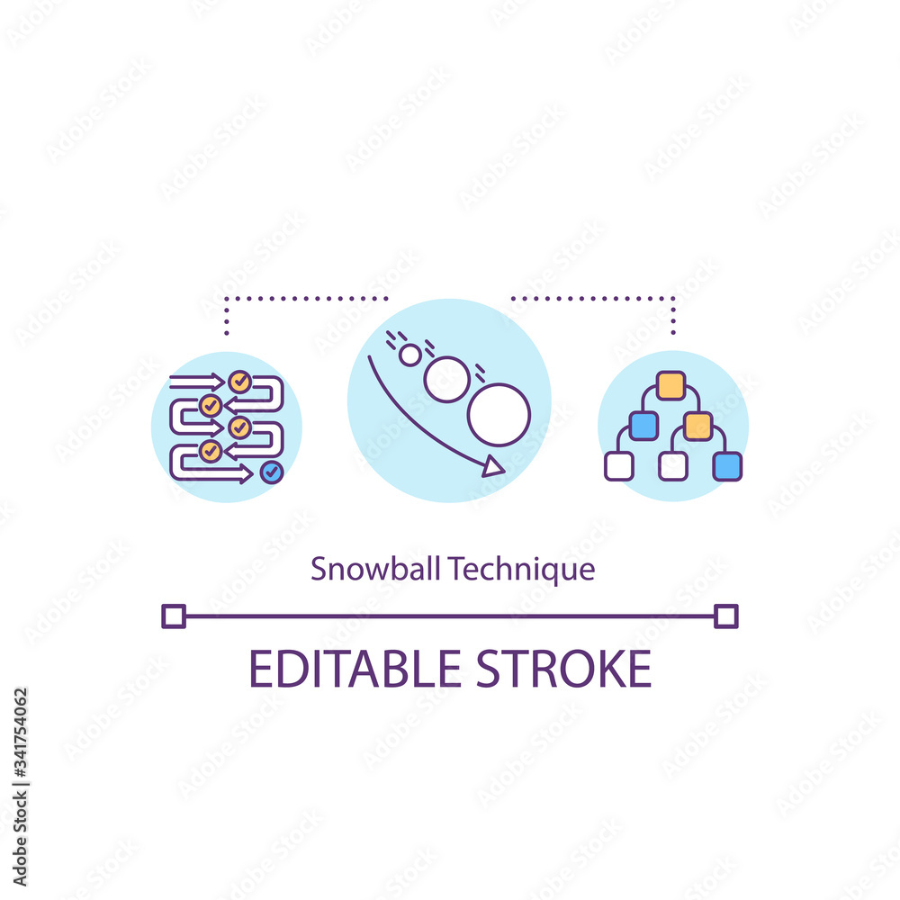 Snowball technique concept icon