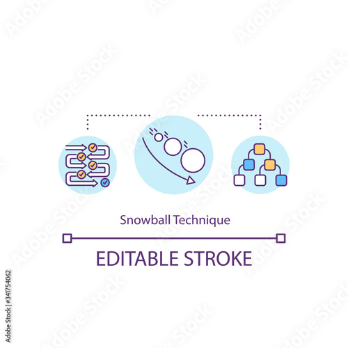 Snowball technique concept icon