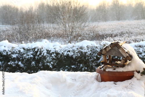 winter landscape bird feeder
