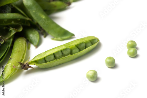 Wallpaper Mural Closeup of fresh organic peas on white background Torontodigital.ca