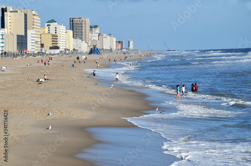 The beautiful beach and ocean front at Virginia Beach.