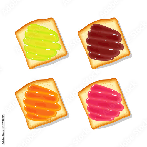 set of toasts with jam
