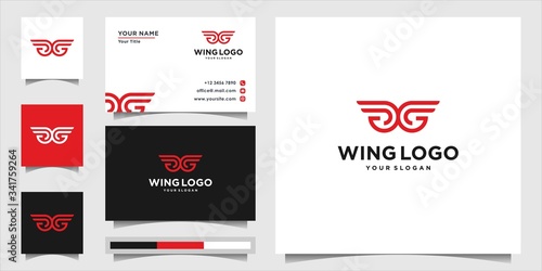 Wing logo with a modern and unique concept. Design template, business card, Premium vector.