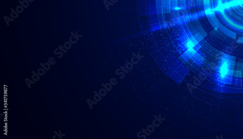 Abstract Hi-tech communication background with HUD elements circle digital futuristic blue color gradient innovation of technology concepts. vector illustration.