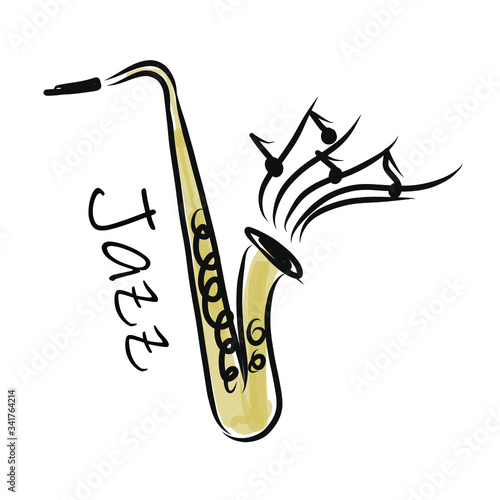 Jazz music instrument hand drawing vector
