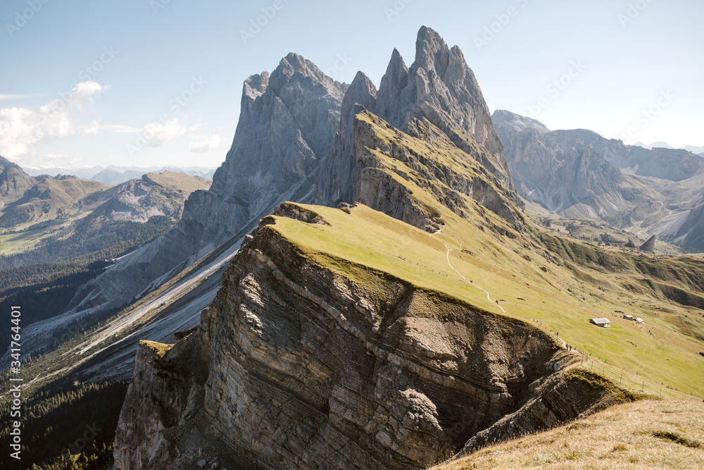 seceda mountain peaks in the dolomites Stock Photo | Adobe Stock