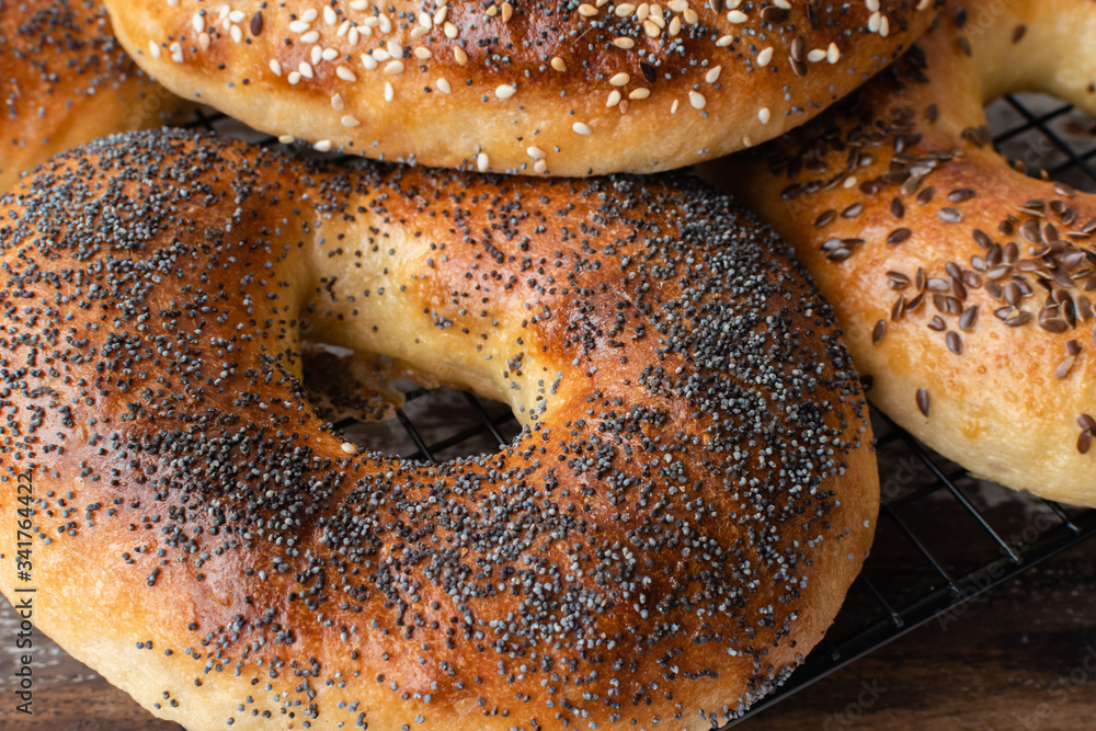 homemade bagel with sesame,poppy and flax homemade bagel with sesame,poppy and flax