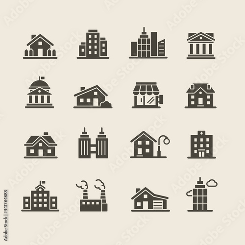 Architecture city vector icon set