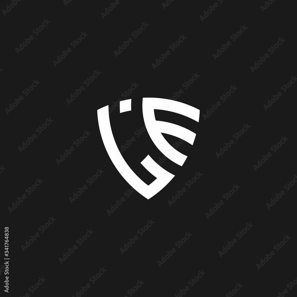 LE monogram logo with shield shape - obrazy, fototapety, plakaty 