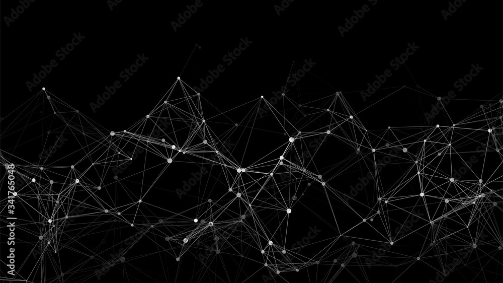 Abstract futuristic network. Vector illustration. Molecules technology with polygonal shapes, connecting dots and lines.