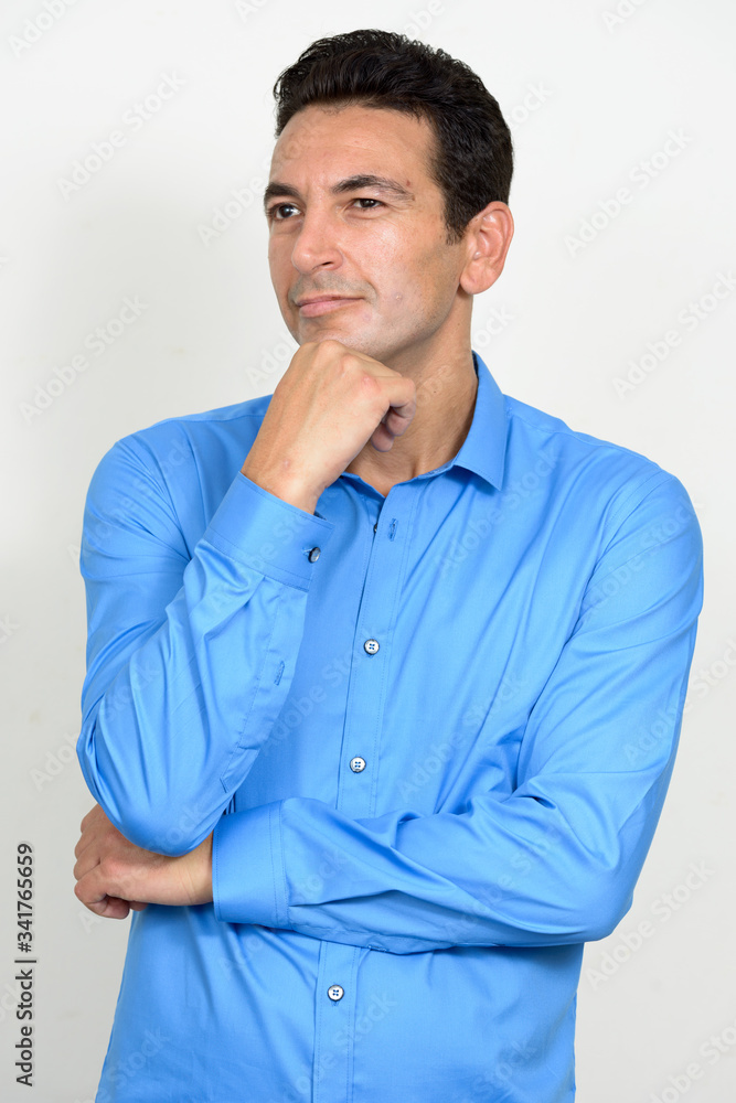 Portrait of mature handsome thinking and looking up Portrait of mature handsome thinking and looking up