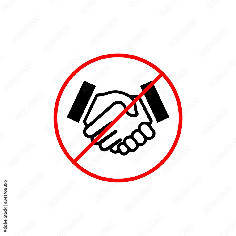 Stop Handshake sign. Handshake forbidden sign. Handshake ban icon isolated on white background