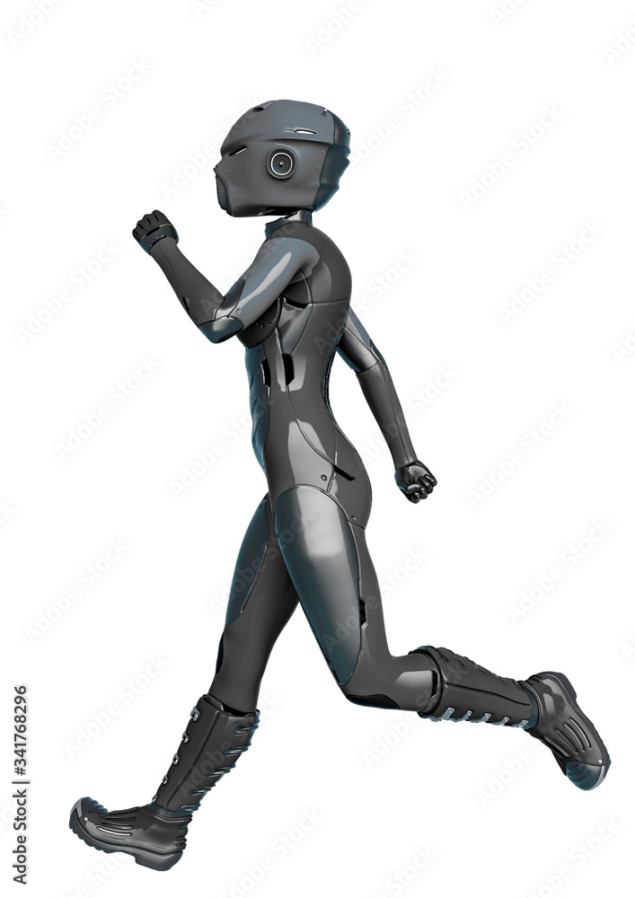 super soldier female running side view super soldier female running side view