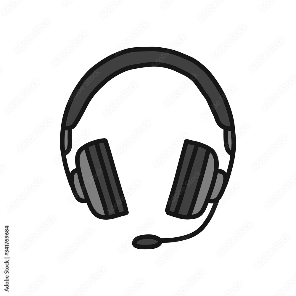 Fototapeta premium headphones doodle icon, vector illustration