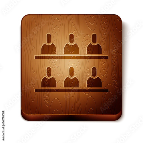 Brown Jurors icon isolated on white background. Wooden square button. Vector Illustration