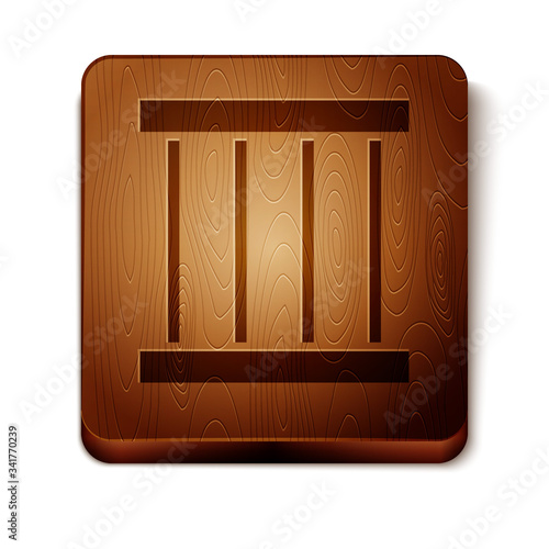Brown Prison window icon isolated on white background. Wooden square button. Vector Illustration