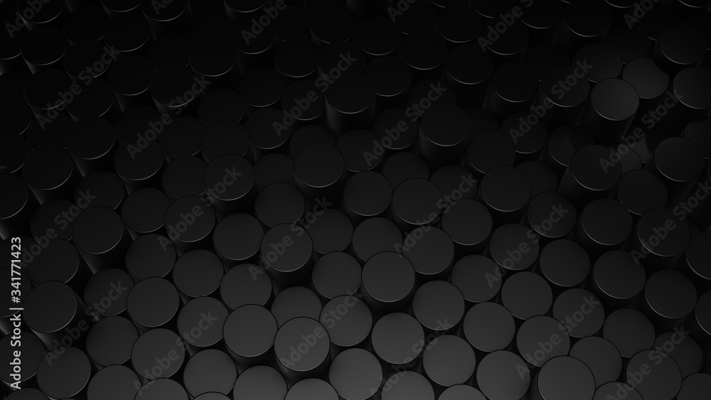 3D rendering of abstract cylindrical geometric black surfaces in virtual space 3D rendering of abstract cylindrical geometric black surfaces in virtual space