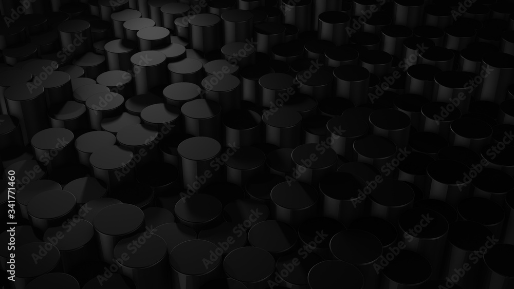 3D rendering of abstract cylindrical geometric black surfaces in virtual space 3D rendering of abstract cylindrical geometric black surfaces in virtual space