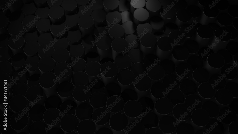 3D rendering of abstract cylindrical geometric black surfaces in virtual space 3D rendering of abstract cylindrical geometric black surfaces in virtual space