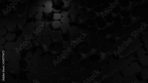 3D rendering of abstract cylindrical geometric black surfaces in virtual space © Vitaly