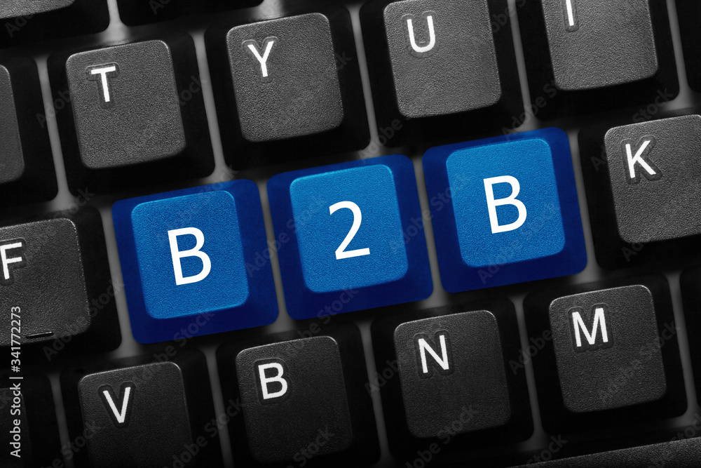 Three keys conceptual keyboard - B2B blue keys Three keys conceptual keyboard - B2B blue keys