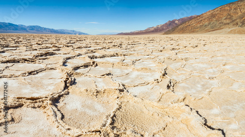 Hexagonal Shapes Left in the Salt Pan at Bad Water Basin  Death Valley National Park  California  USA