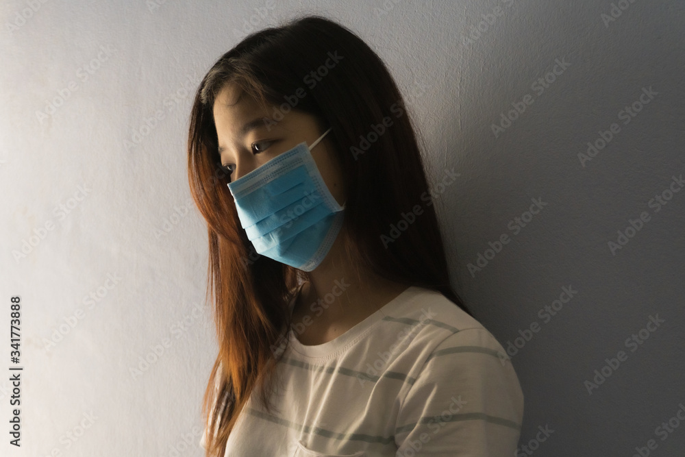 Women portrait wearing masks to protect Covid 2019 Women portrait wearing masks to protect Covid 2019