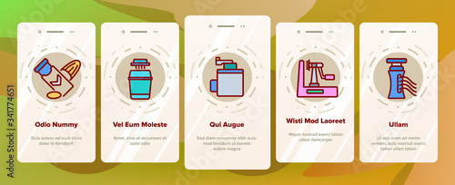 Spiralizer Kitchenware Onboarding Icons Set Vector. Spiralizer Kitchen Utensil For Slicing And Cutting, Meat Grinder And Grater Illustrations