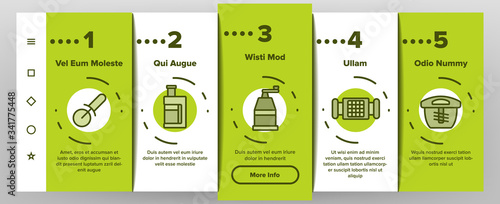 Spiralizer Kitchenware Onboarding Icons Set Vector. Spiralizer Kitchen Utensil For Slicing And Cutting, Meat Grinder And Grater Illustrations